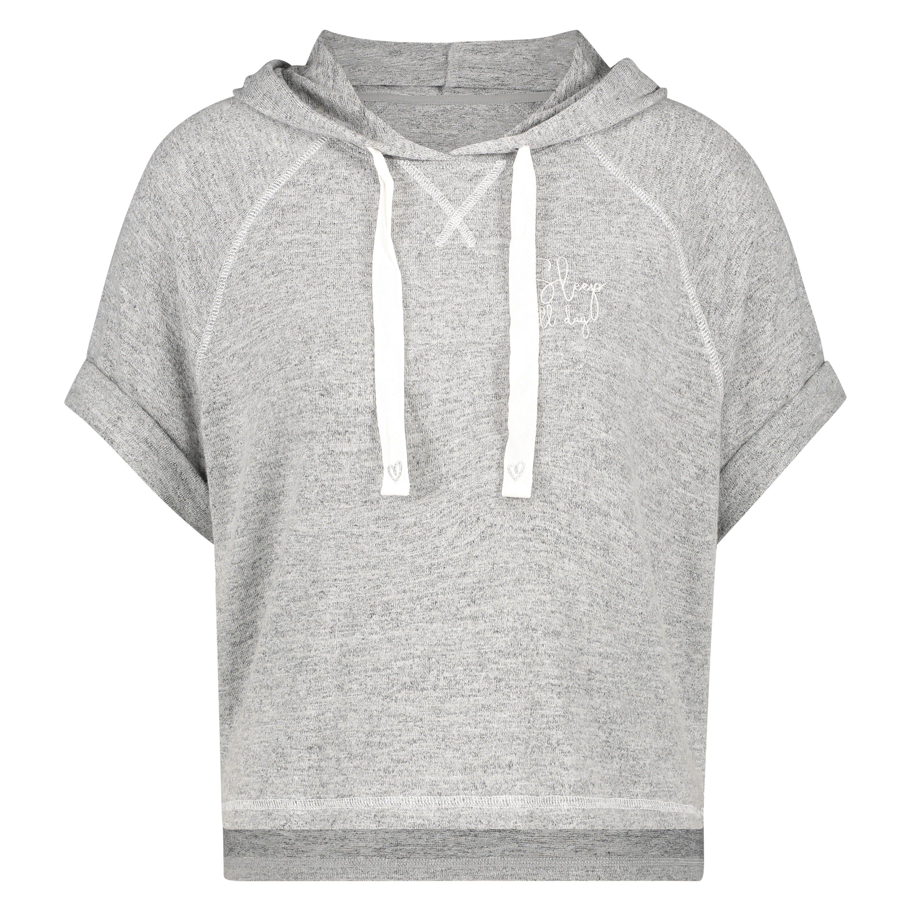 Sudadera con capucha de manga corta, Gris, main