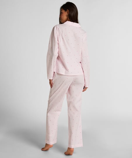 Pantal&oacute;n de algod&oacute;n a rayas con coraz&oacute;n, Blanco