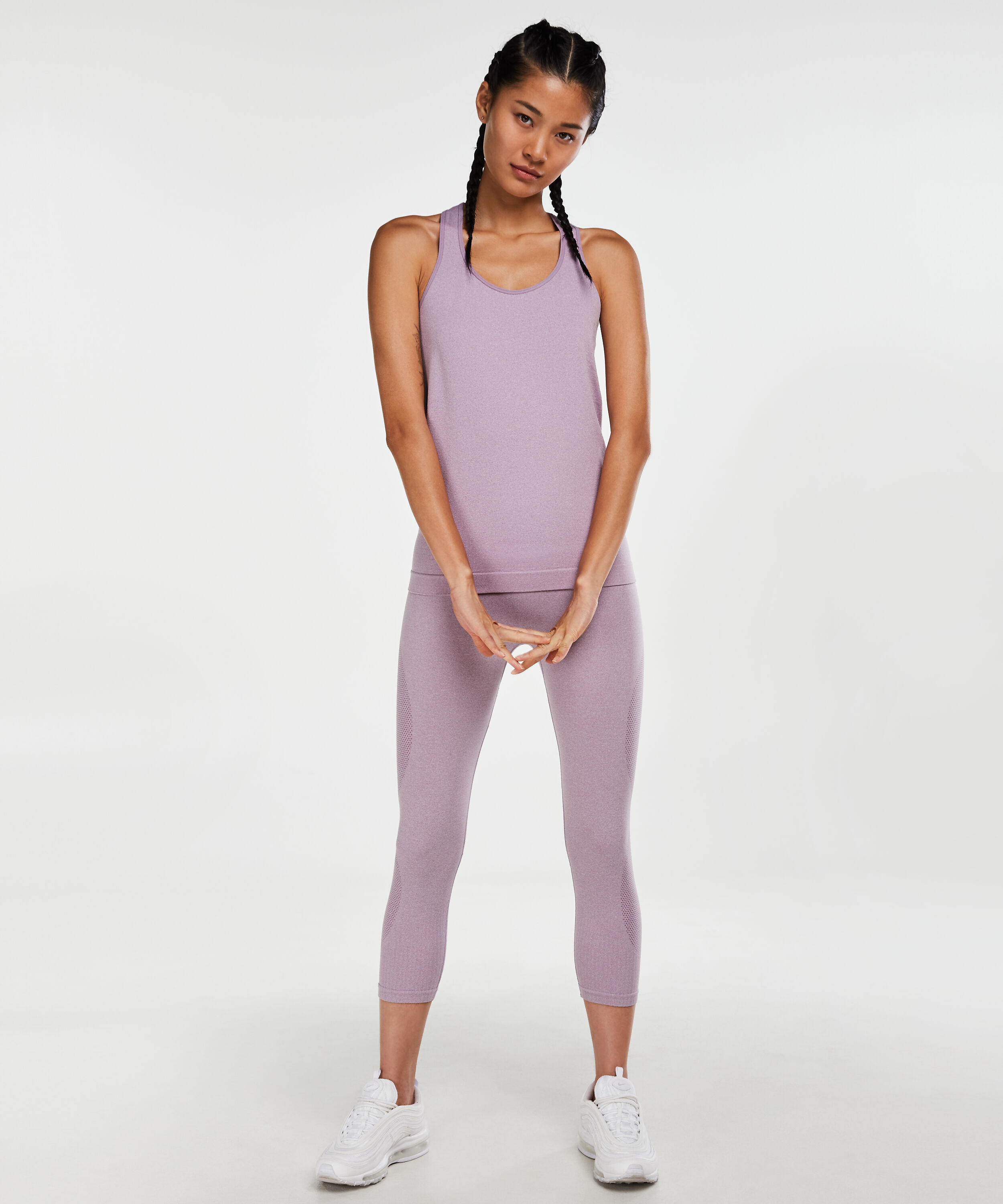 Pantalón capri de  cintura alta y punto circular de HKMX, Morado
