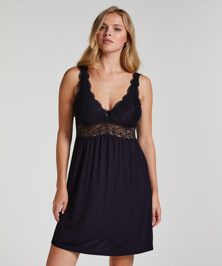 Vestido lencero Nora Lace, Negro