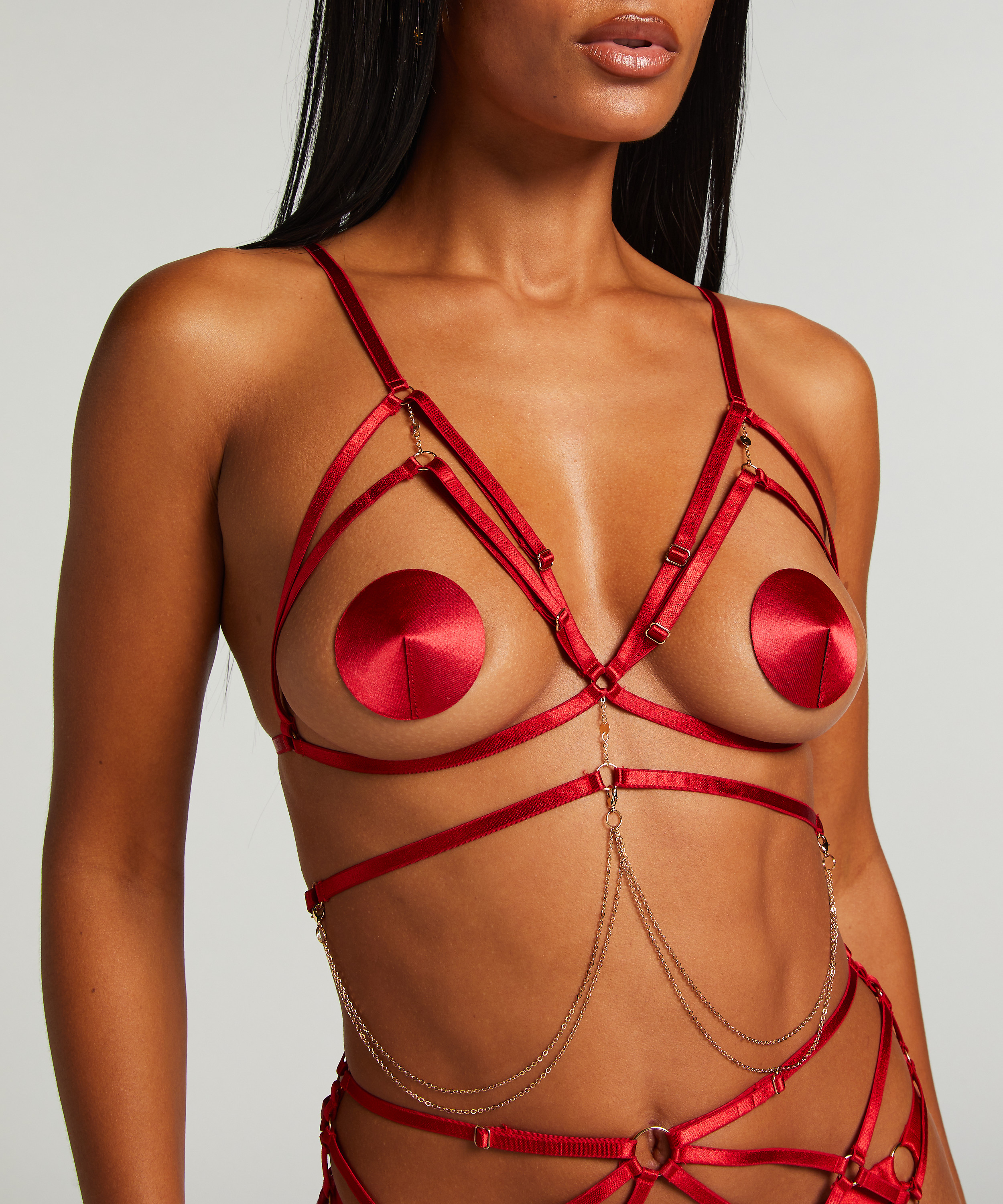 Top de bralette chain, Rojo, main