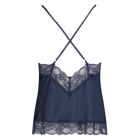 Camiseta top Satin Lace, Azul