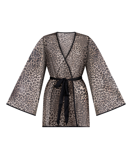 Kimono de malla de leopardo, Negro