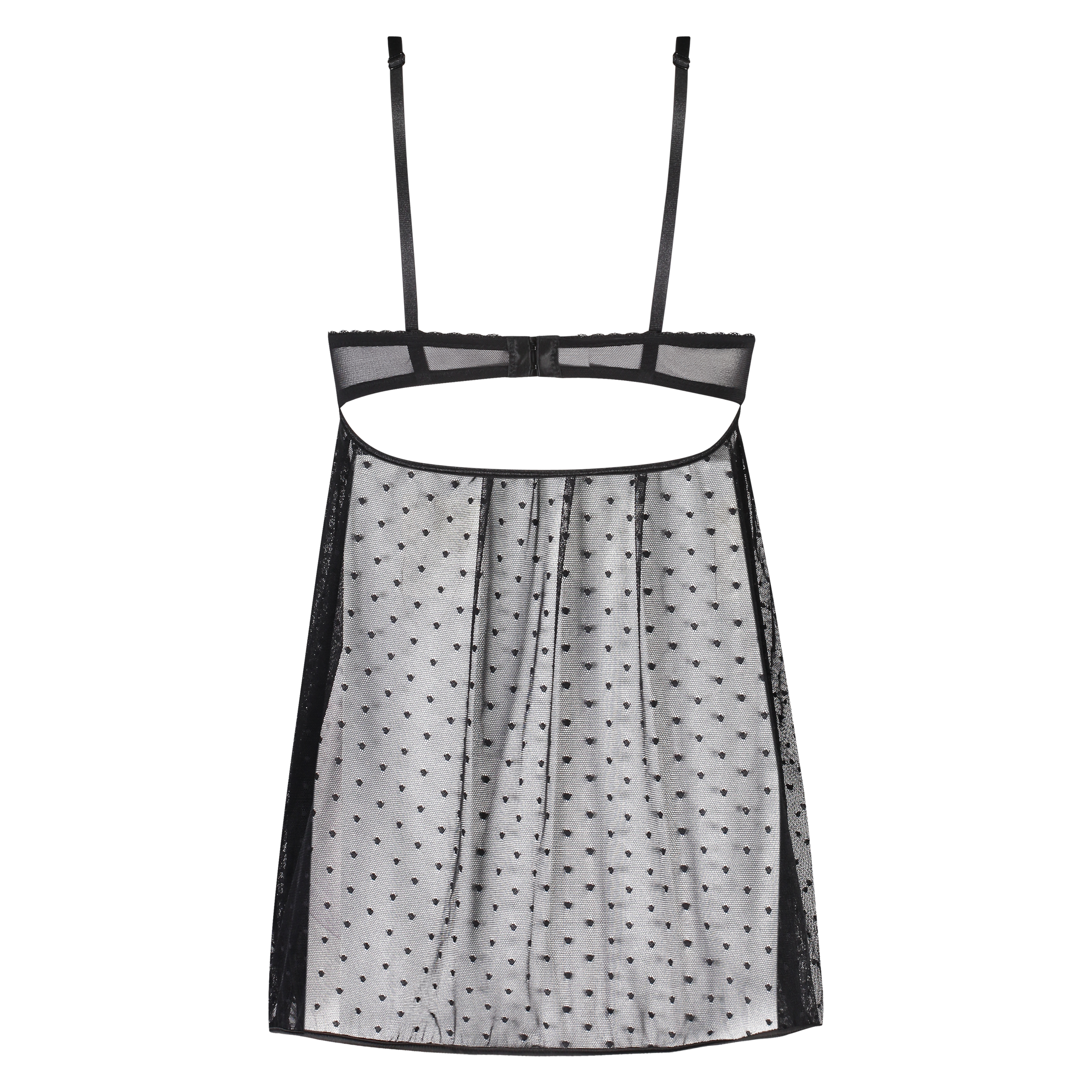 Vestido combinación de aros Dot Mesh Bow, Negro, main