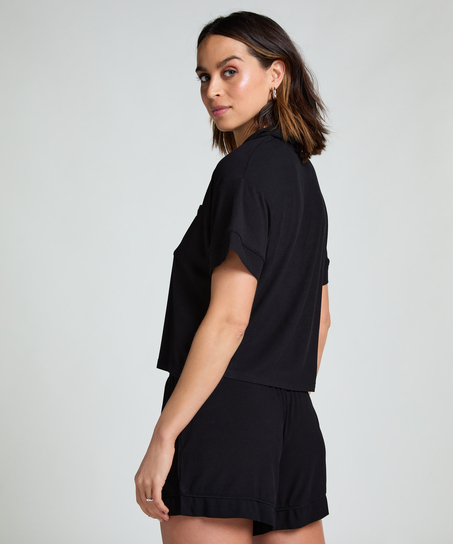 Short de punto Rib Essential, Negro