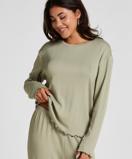Pyjama Top Loose Pointelle, Verde
