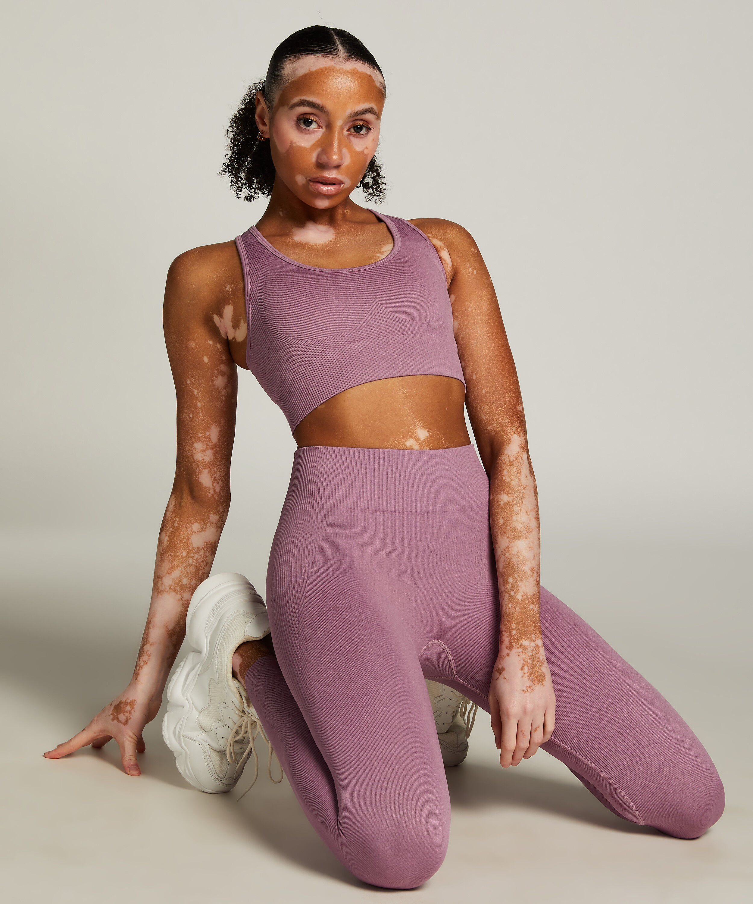 Leggings deportivos sin costuras y de cintura alta HKMX, Morado