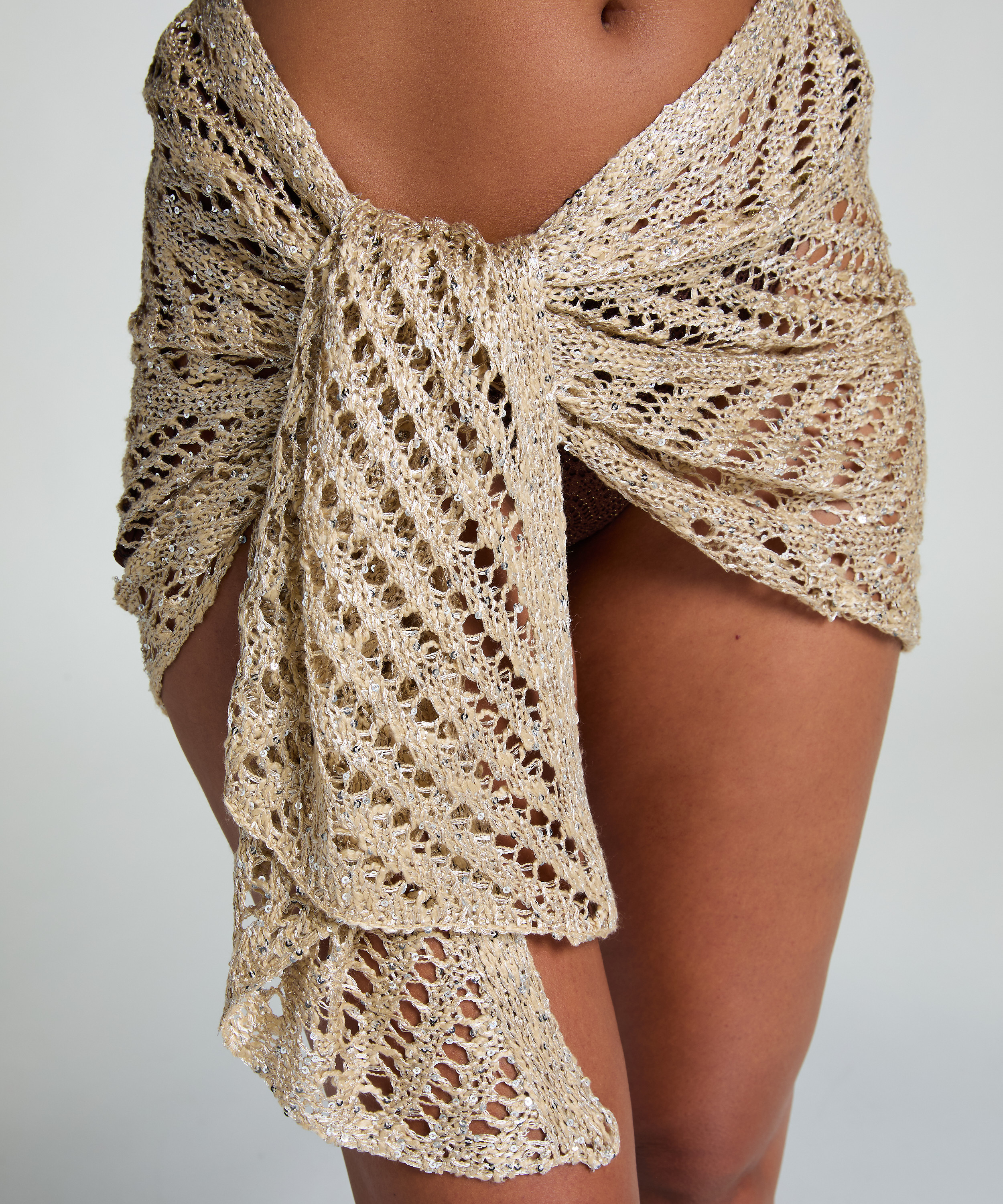Pareo de playa de lentejuelas, Beige, main