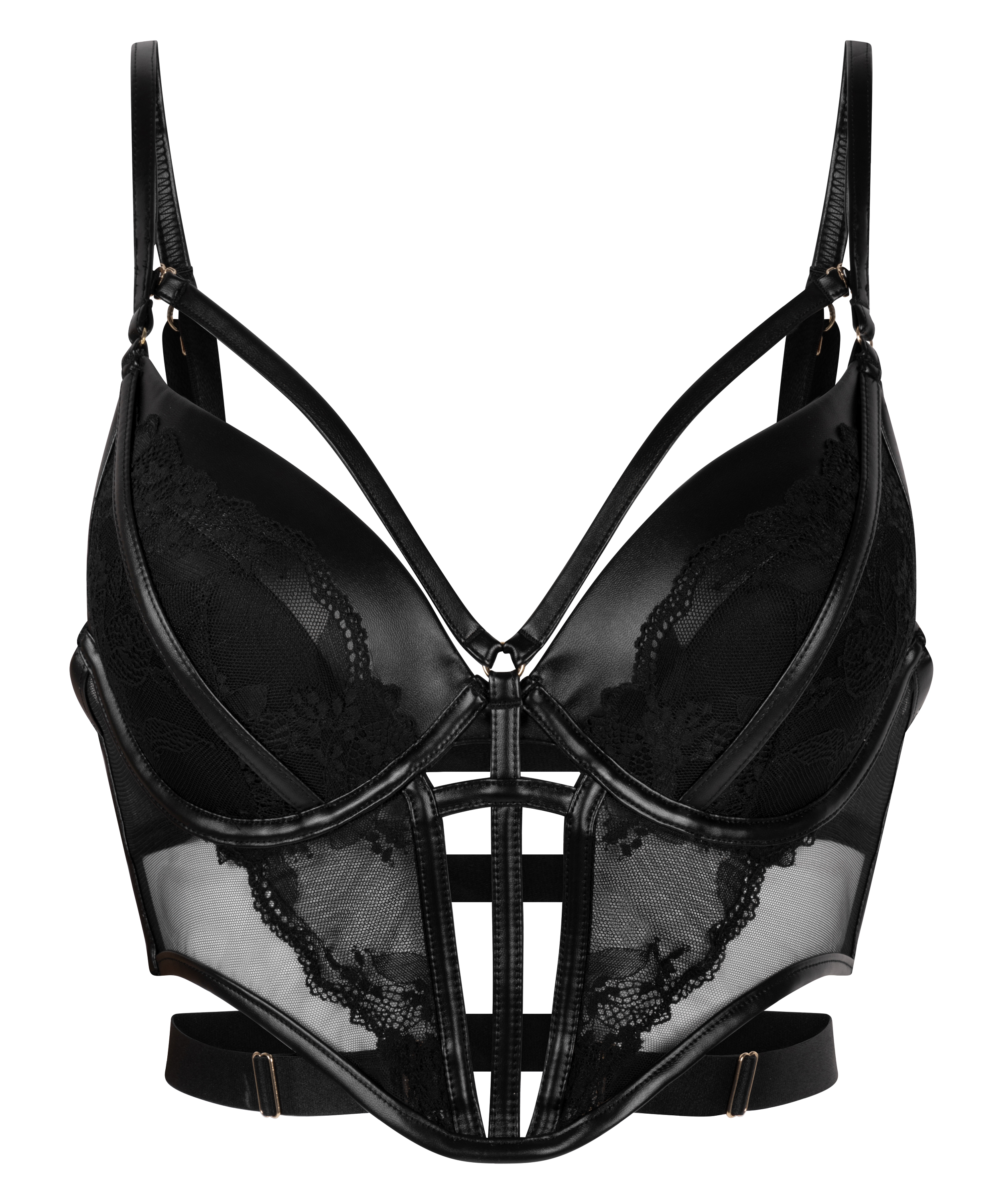 Sujetador de aros longline push-up acolchado Nadia, Negro, main