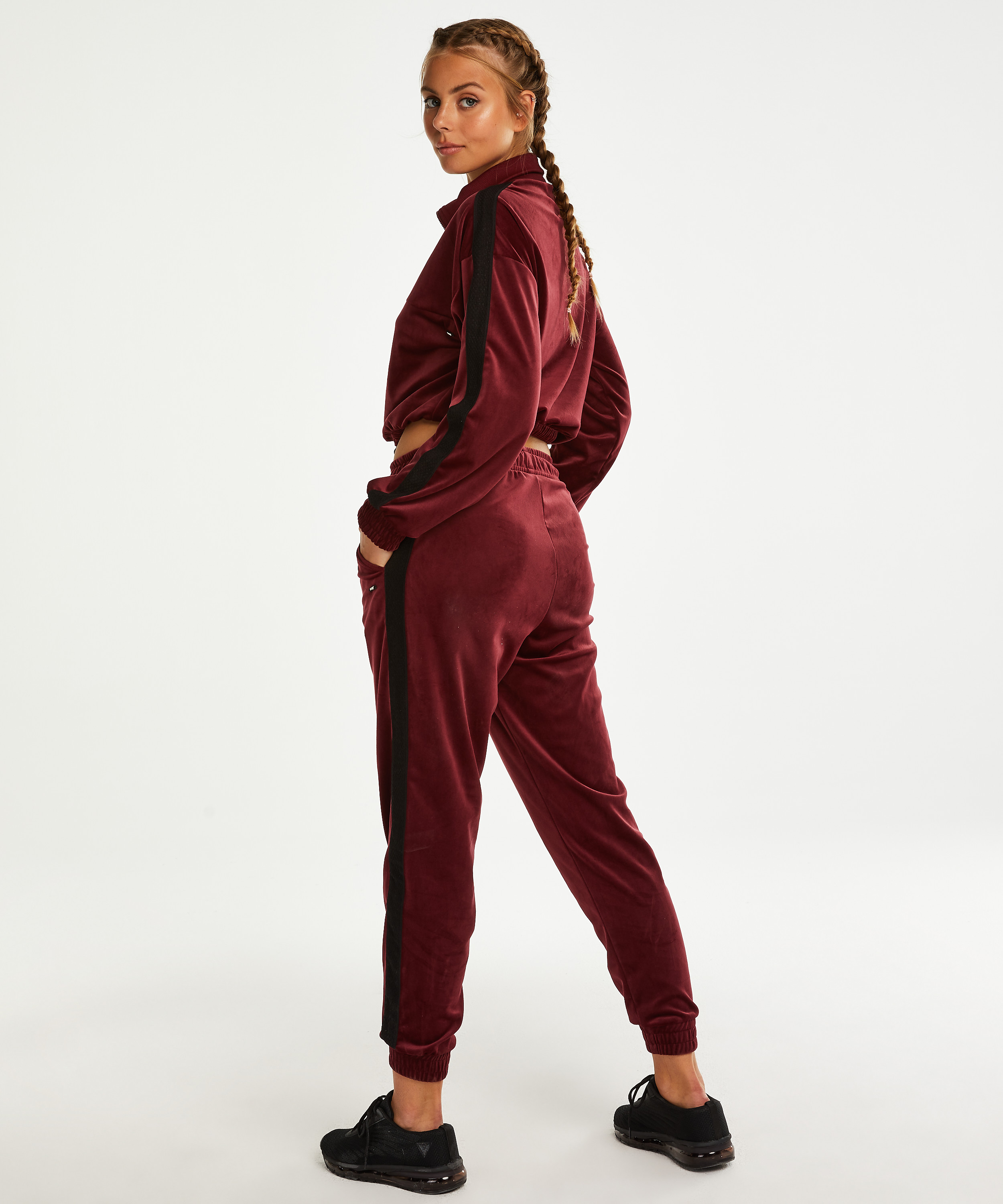 Pantal&oacute;n de deporte de terciopelo HKMX, Rojo, main