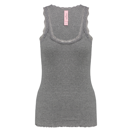 Top de punto acanalado Cami lace, Gris