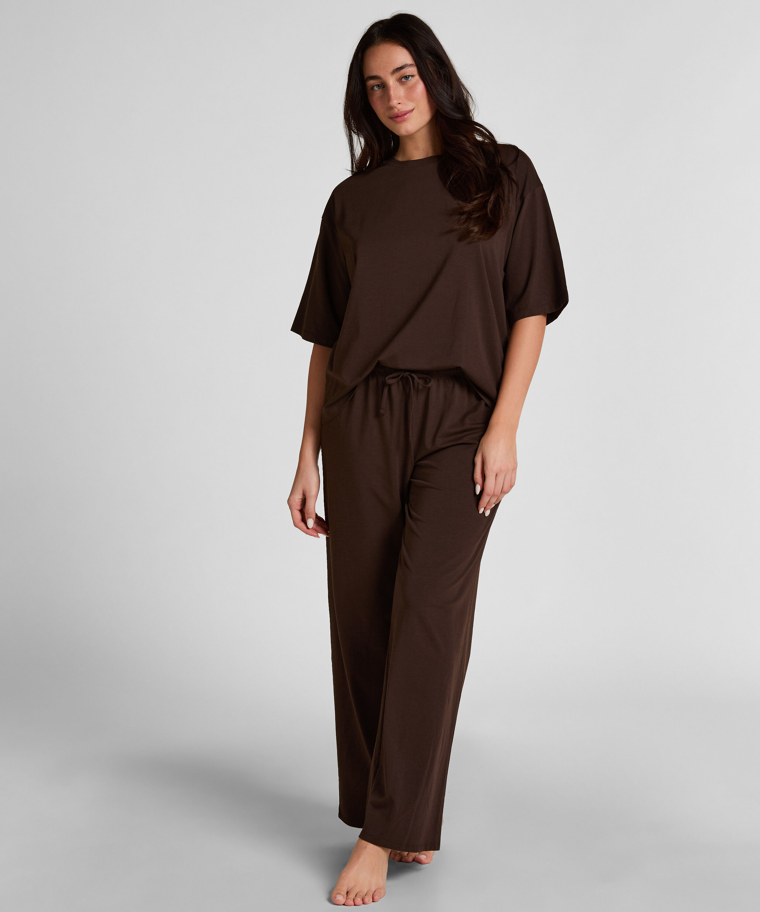 Pantalón de Pijama Loose, Marrón Pantalón de Pijama Loose, Marrón