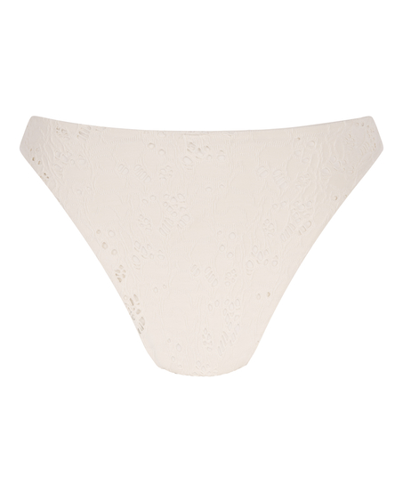Braguita de bikini de tiro alto de ganchillo, Blanco
