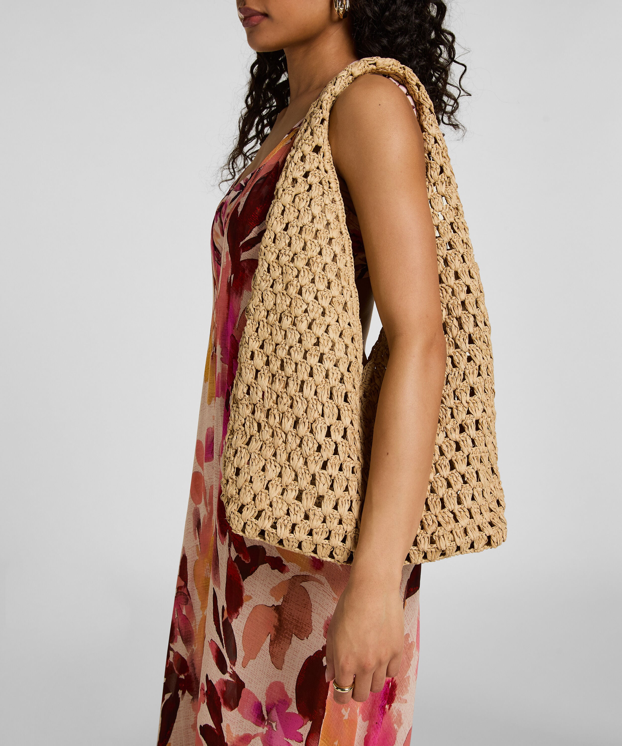 Bolso de Playa Rafia, Beige