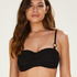 Top de bikini bandeau con relleno Crochet, Negro