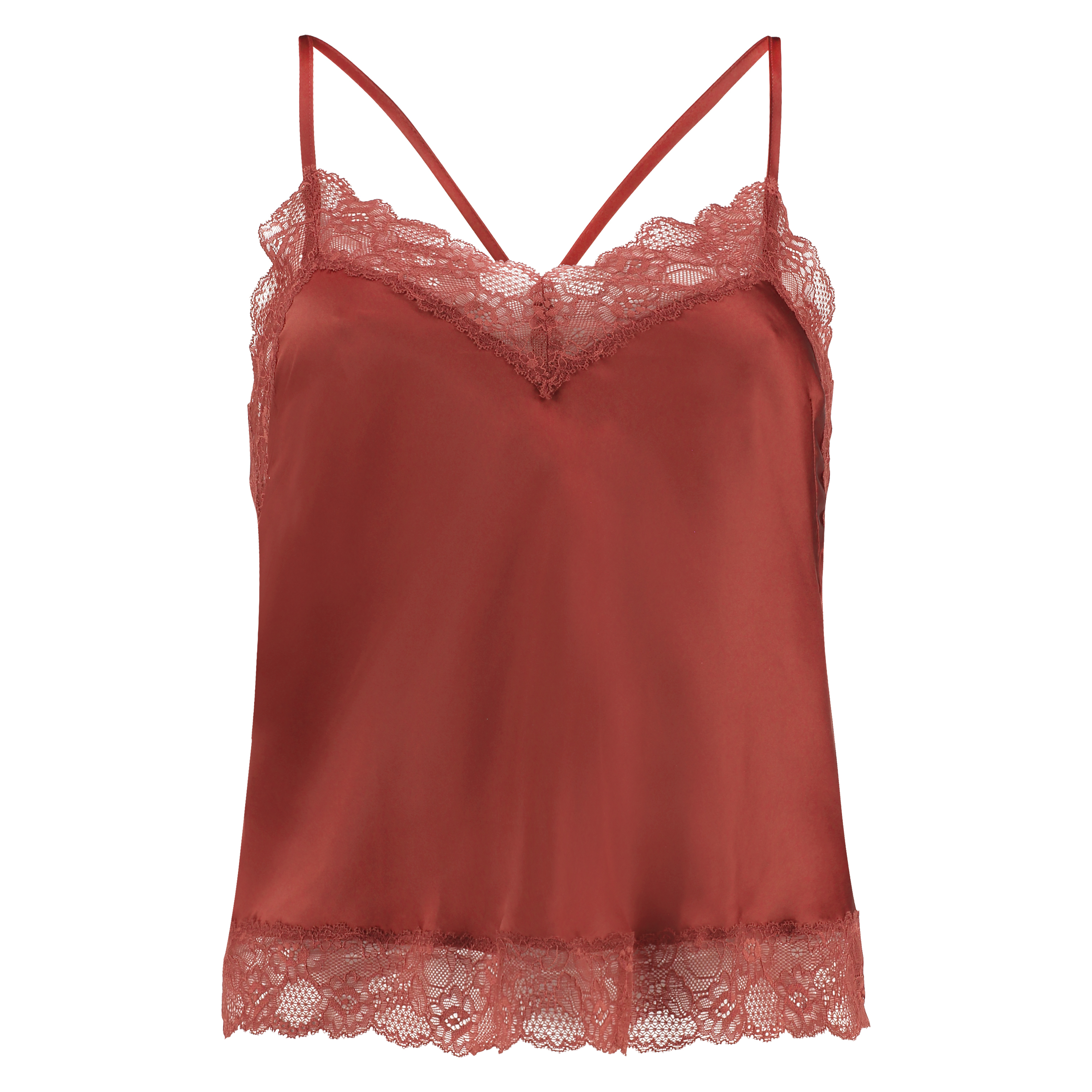 Camiseta top Satin Lace, Rojo, main