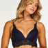 Sujetador preformado push-up longline, Azul