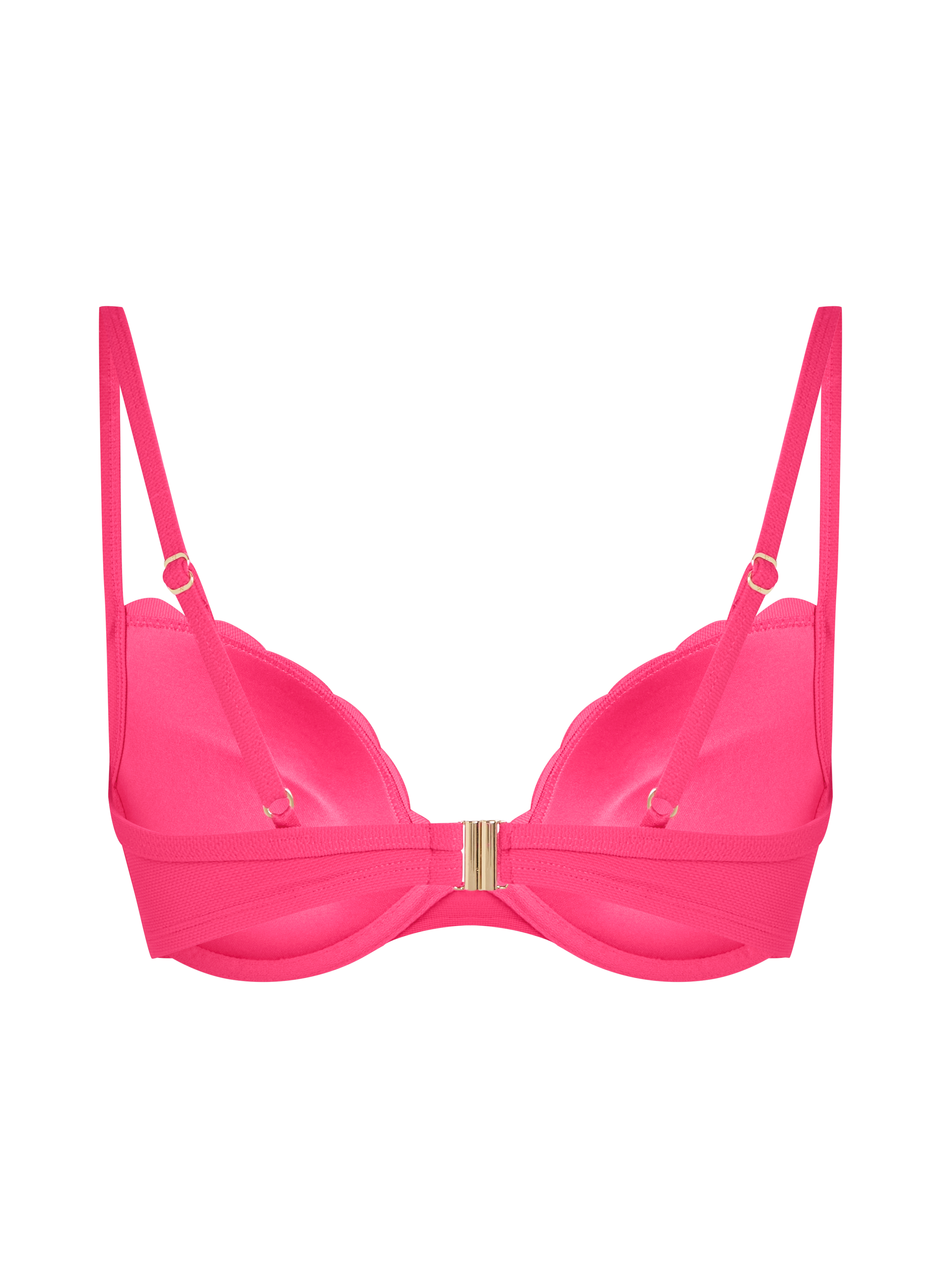 Top de bikini preformado con efecto realce Scallop Copa A - E, Rosa, main