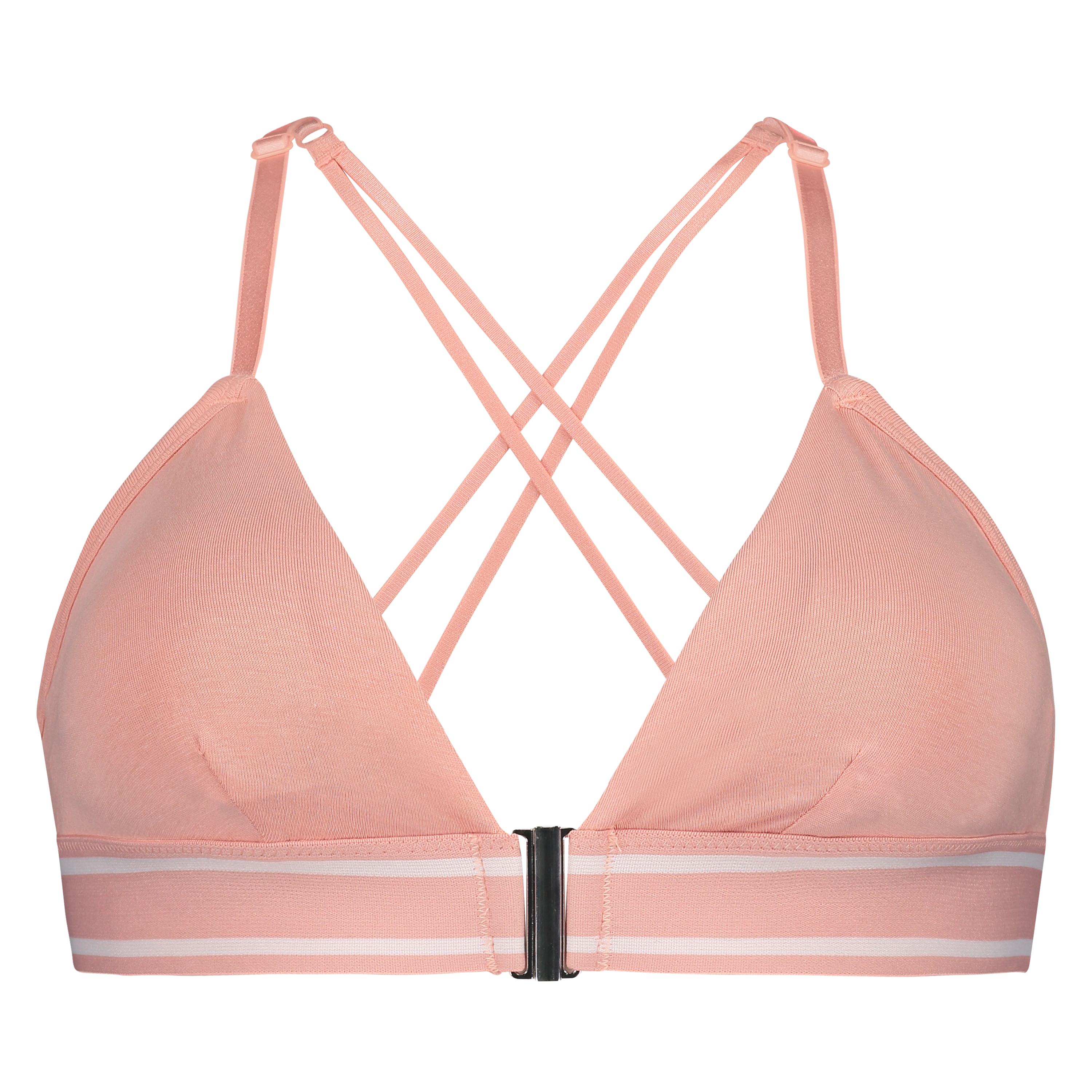 Bralette triangular preformada de algodón Casey, Rosa, main