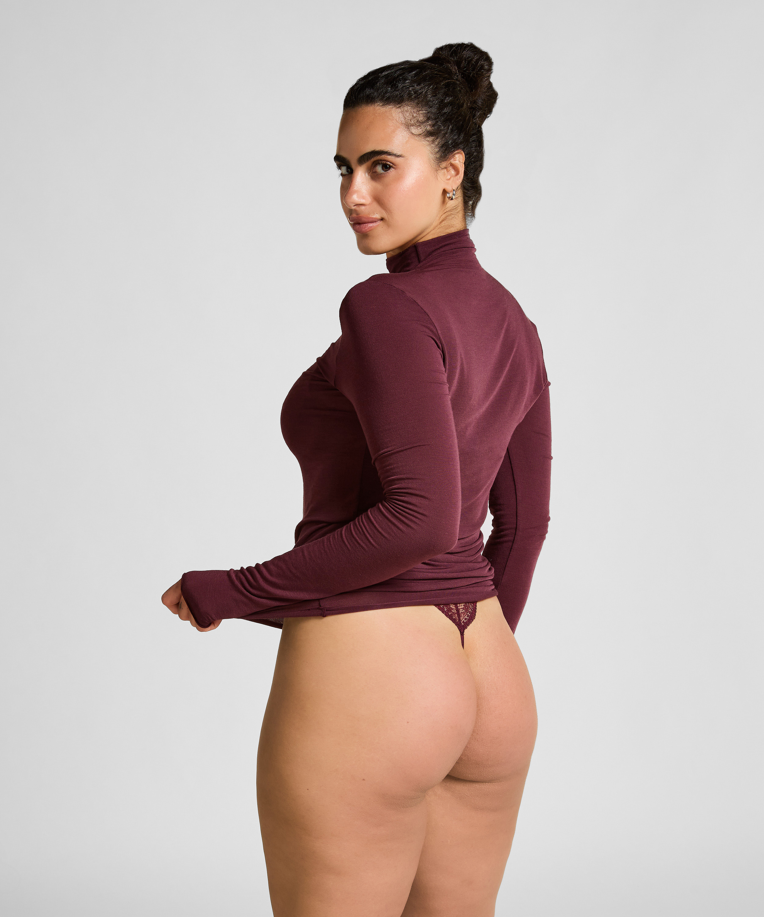 Camiseta de cachemir con cuello alto super suave, Morado, main