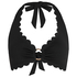 Top de bikini con cuello halter Scallop, Negro