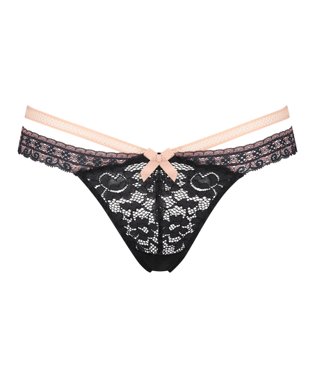 Tanga de corte ultrabajo Martha, Negro