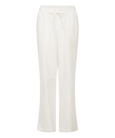 Pantalón de pijama de algodón Seersucker, Blanco