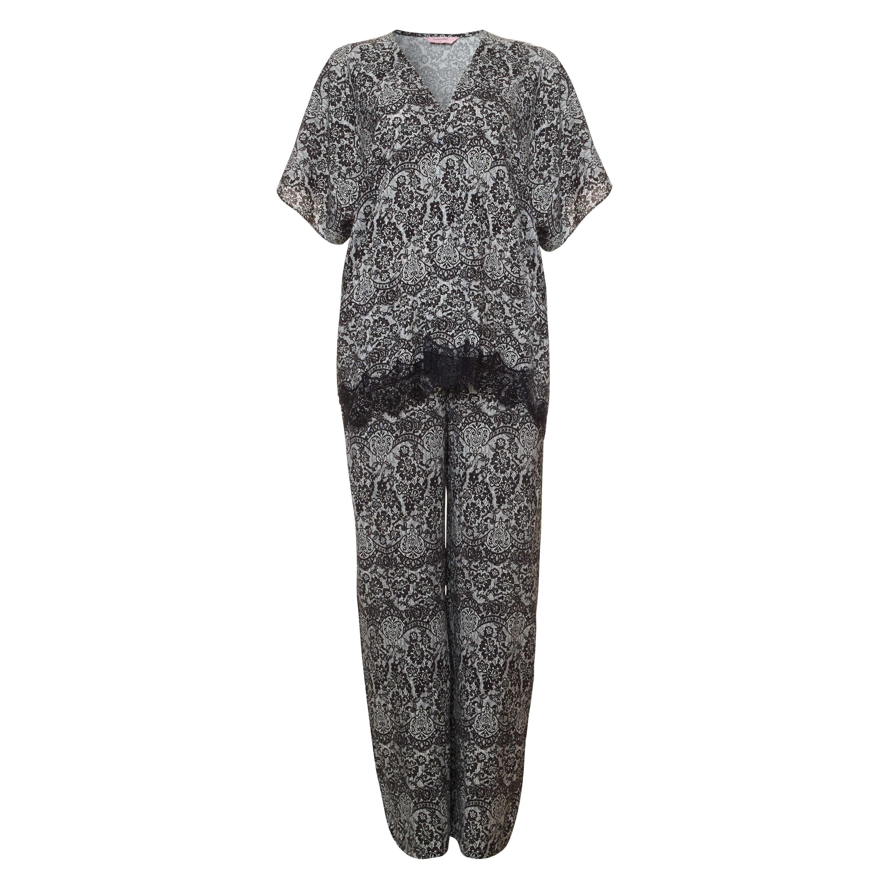 Kimono Macy lace print, Negro, main