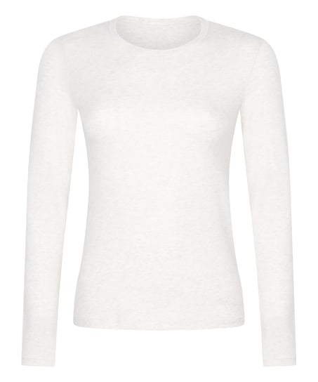 Camiseta de manga larga en algodón suave, Beige