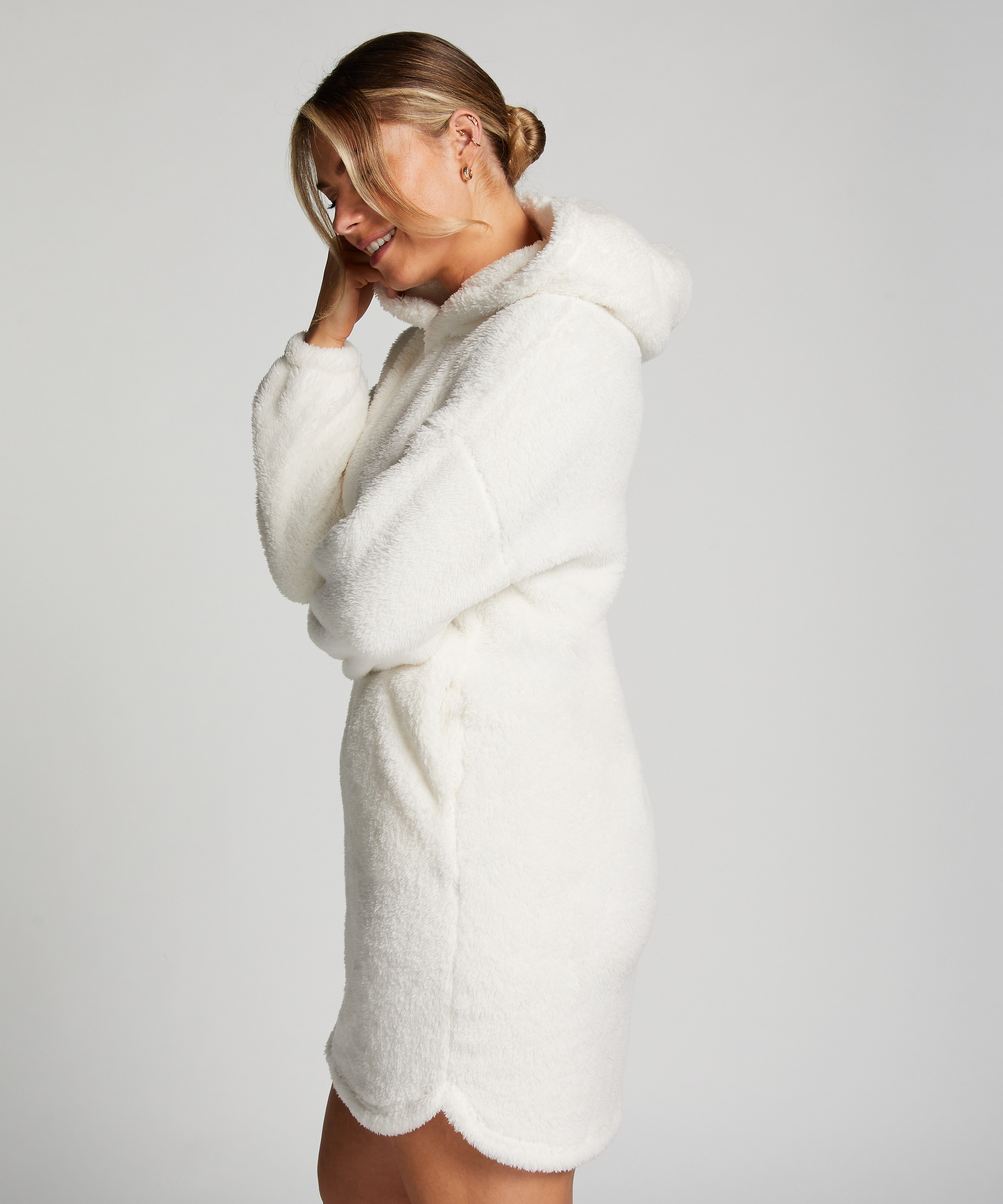 Vestido de vell&oacute;n Lounge Snuggle, Blanco, main