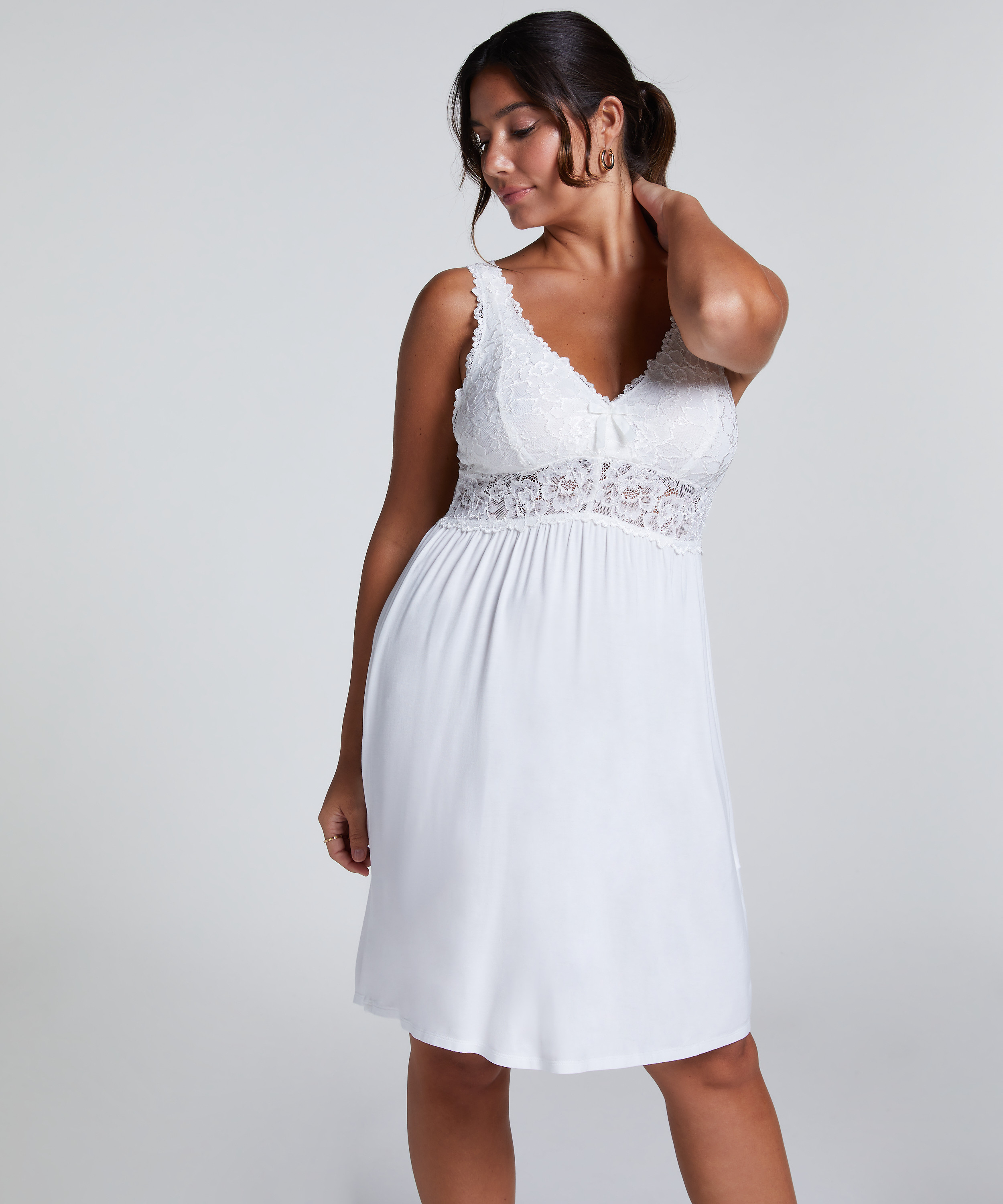 Vestido lencero Nora Lace, Blanco, main