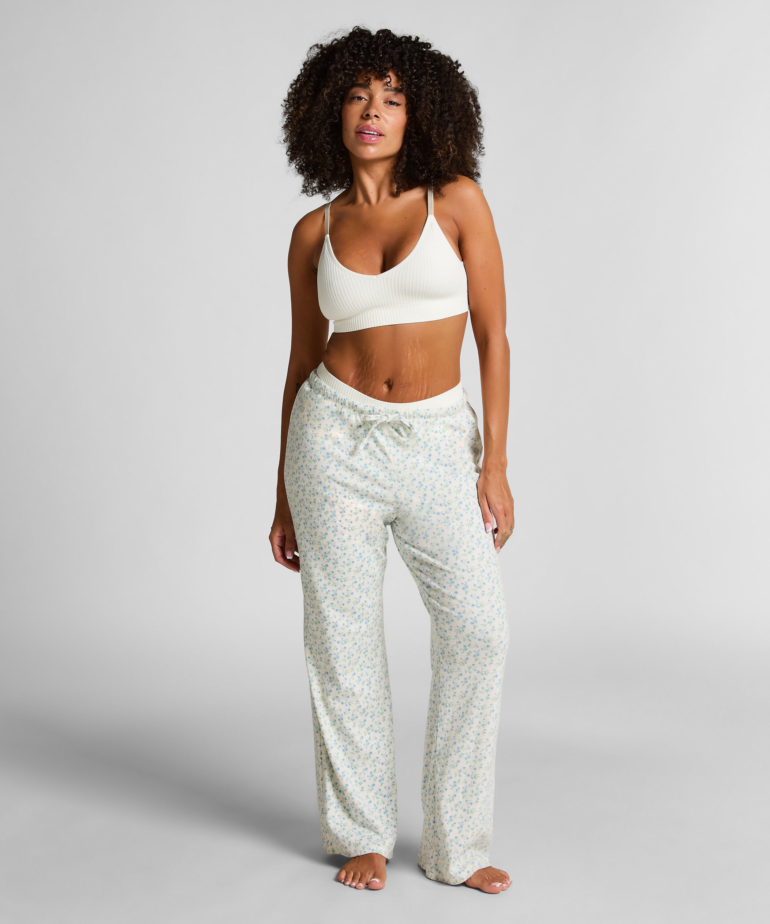 Pantalón de pijama Florecita, Blanco