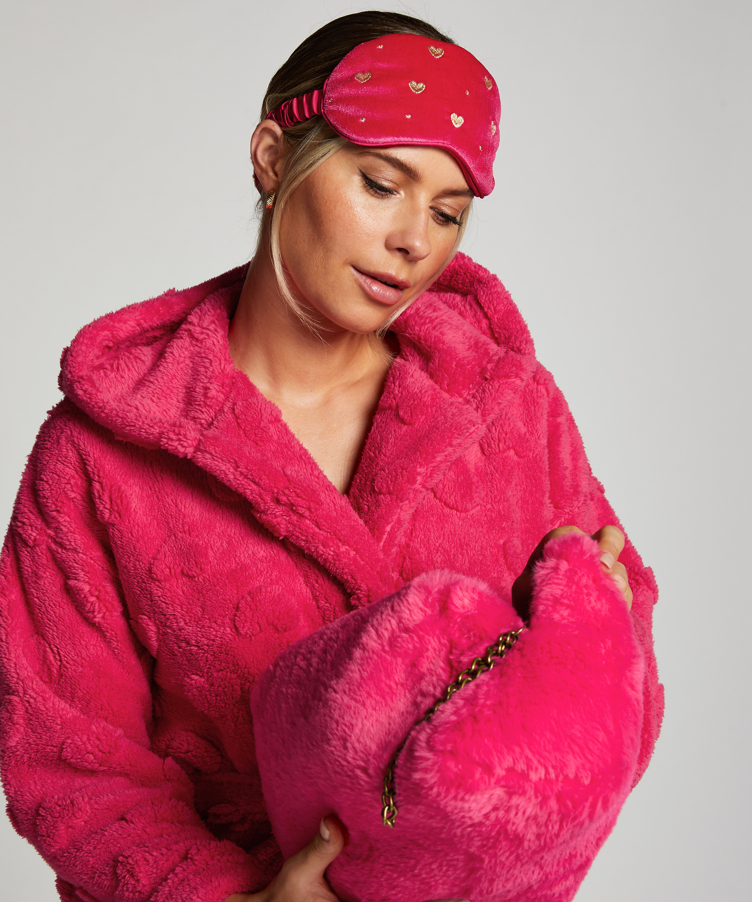 Antifaz de piel Velours, Rosa, main