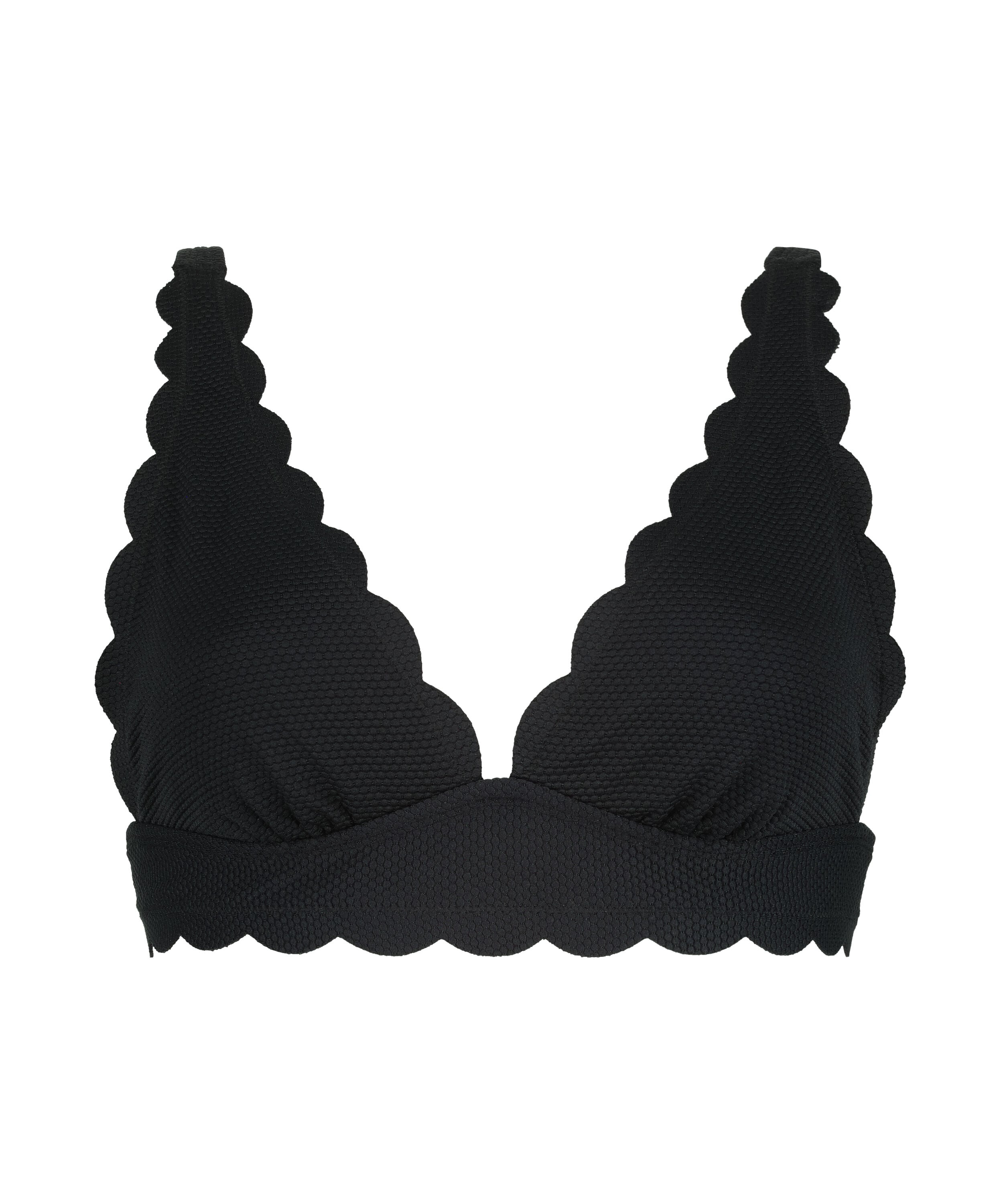 Top de bikini triangular Scallop, Negro Top de bikini triangular Scallop, Negro
