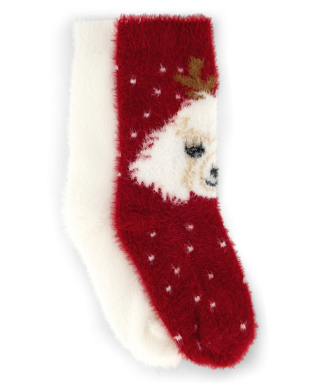 2 Pares Cómodos Calcetines, Rojo