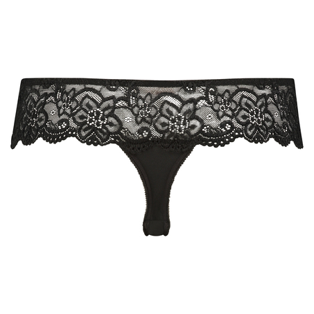 Tanga bóxer Lace, Negro