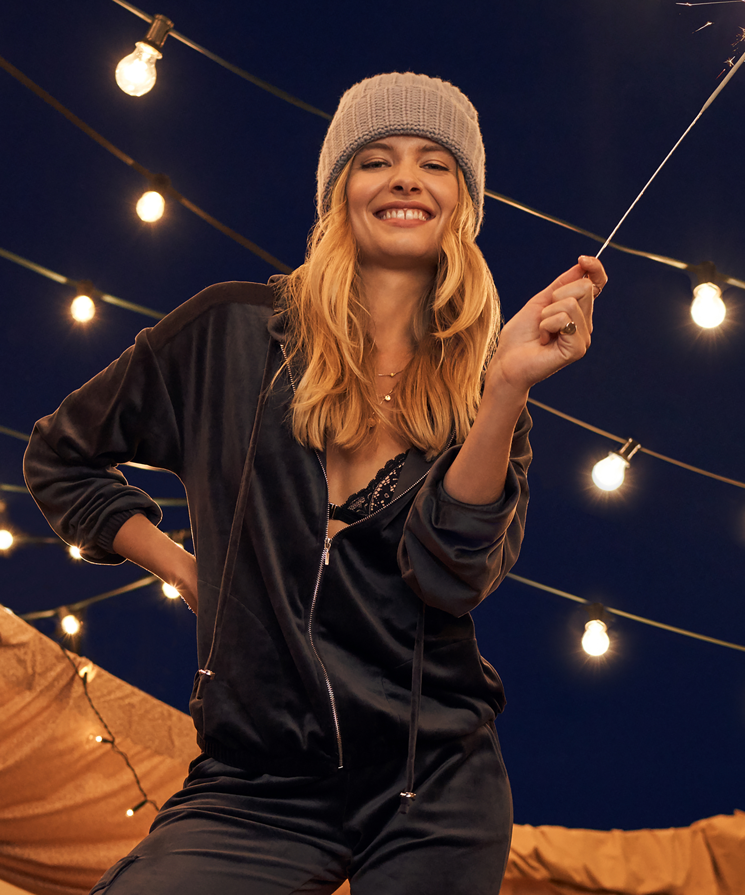 Sudadera con capucha de terciopelo, Gris, main