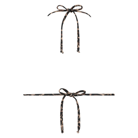 Top de bikini triangular de leopardo mini, Marrón