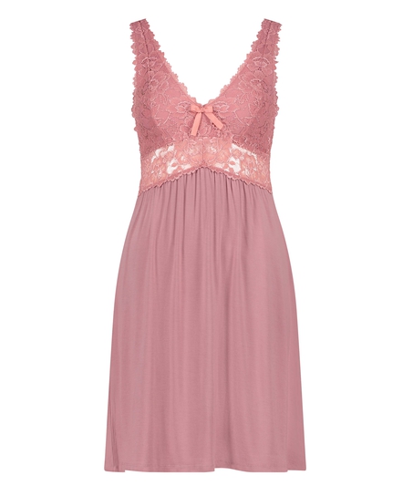 Vestido lencero Nora Lace, Rosa