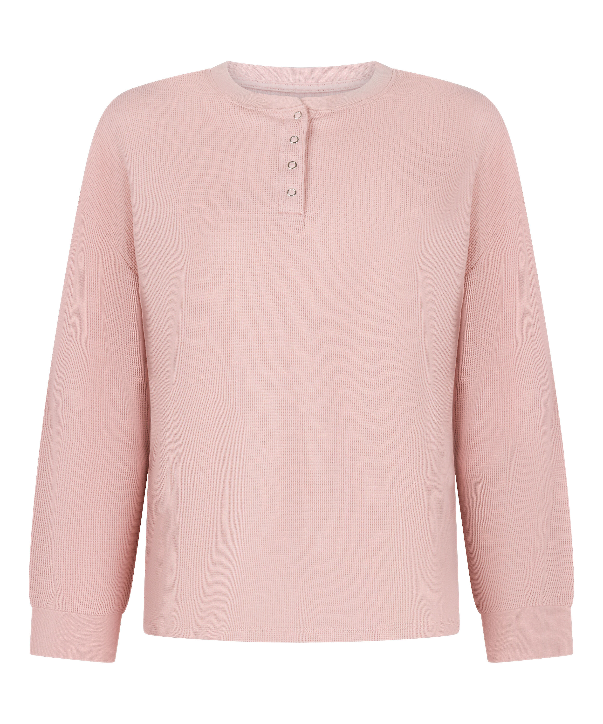 Top Waffle Henley, Rosa