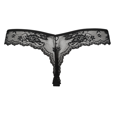 Invisible Tanga Lace Back, Negro