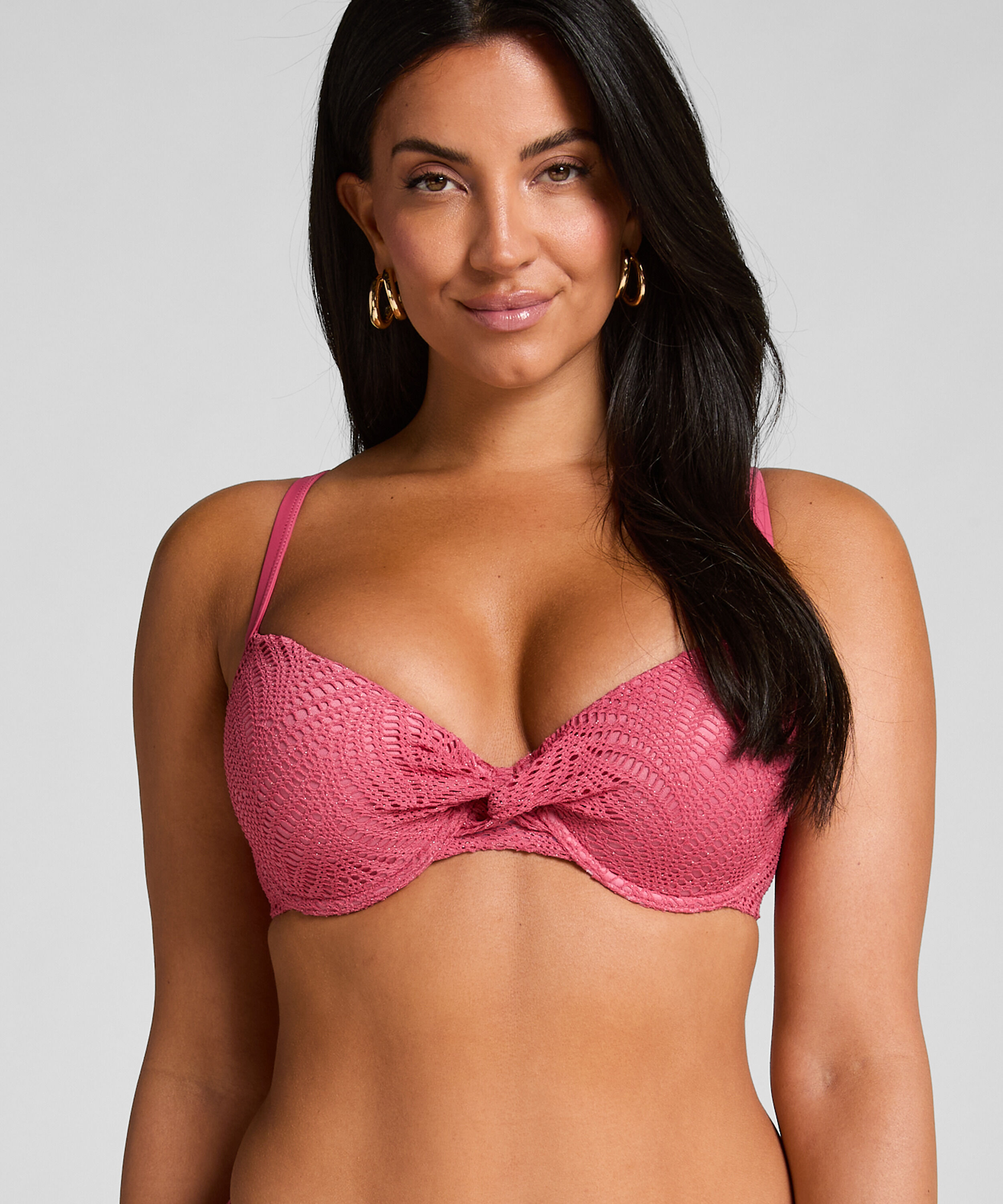 Top de bikini preformado con aros Lanai, Rosa