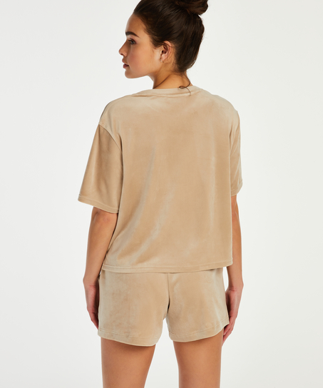 Top de terciopelo Pocket, Beige