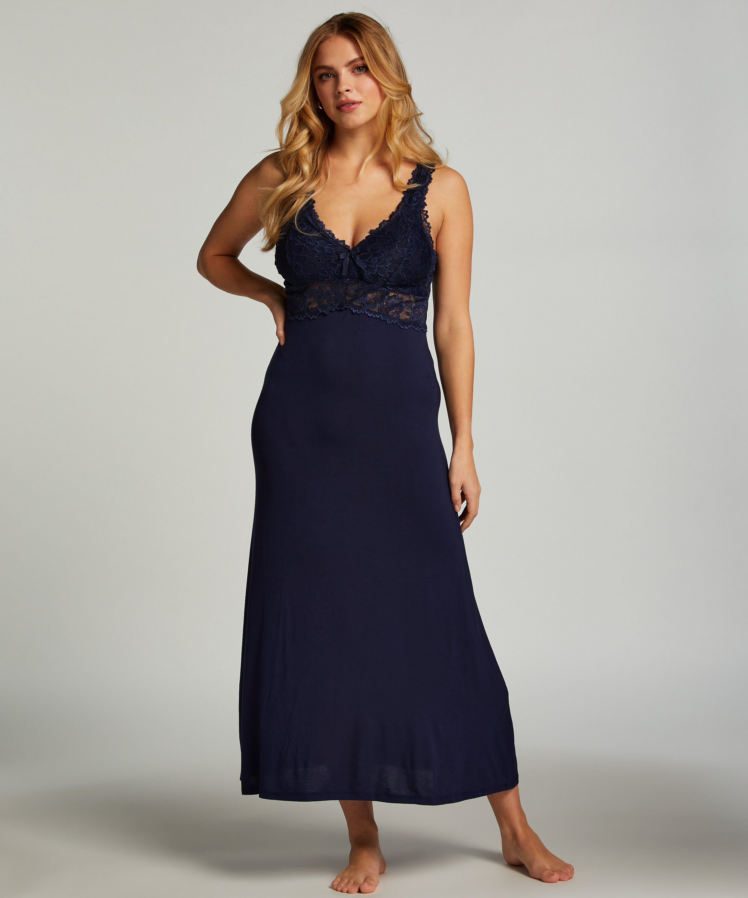 Vestido lencero Nora Lace Long, Azul