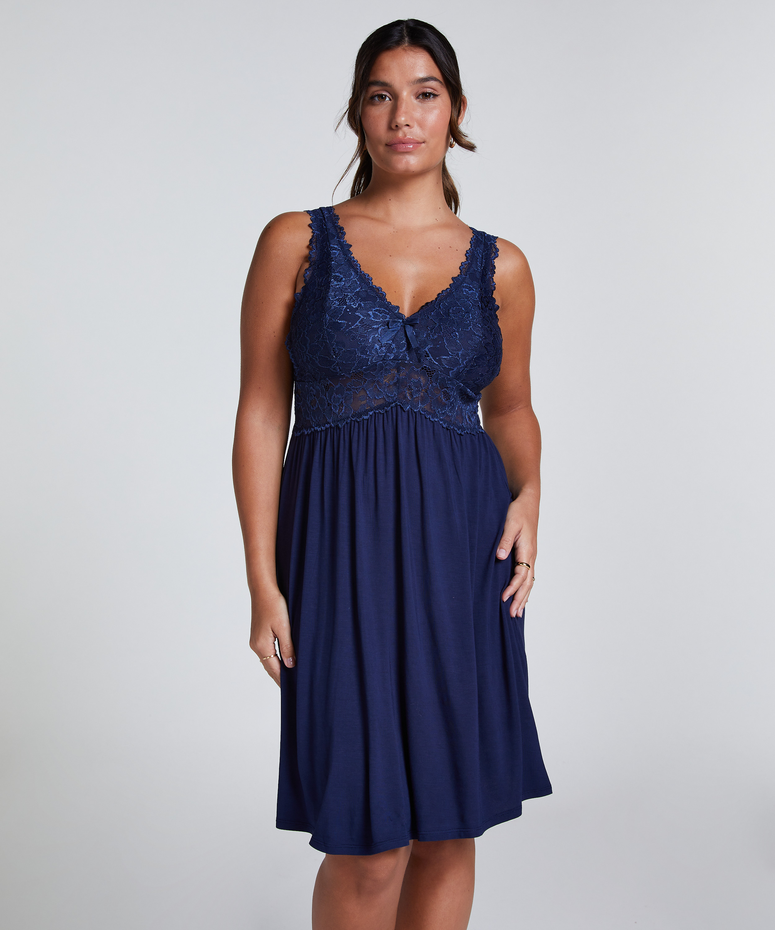 Vestido lencero Nora Lace, Azul, main