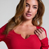 Top V-neck long sleeves, Rojo