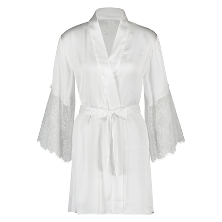 Kimono de sat&eacute;n Lily, Blanco