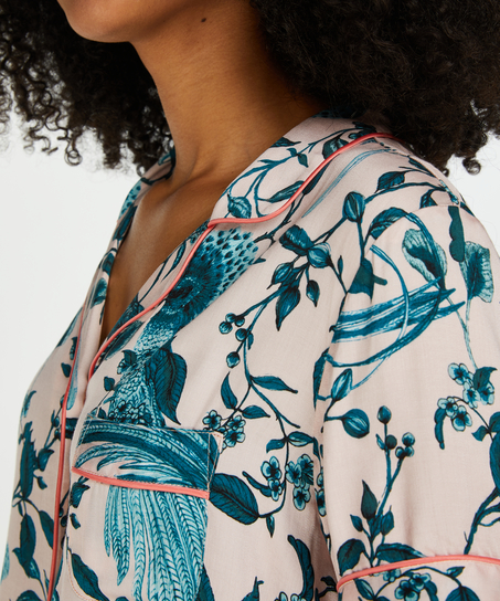 Chaqueta de pijama de manga corta tejida, Rosa