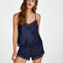 Camiseta top Satin Lace, Azul
