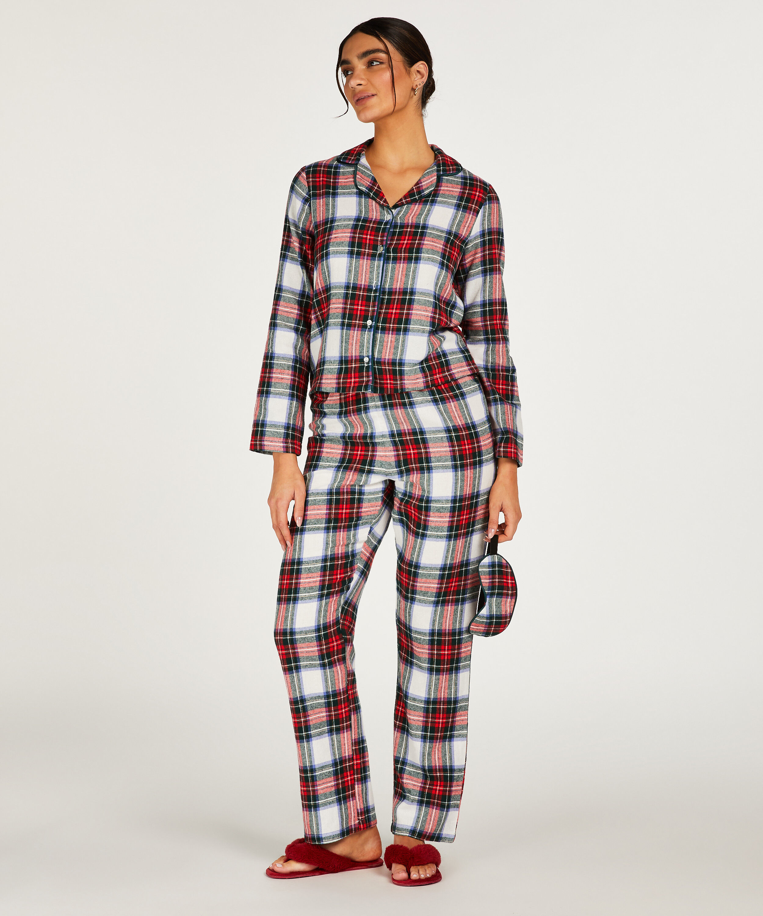 Conjunto de pijama Check Twill, Blanco